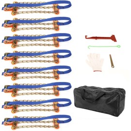 SCITOO 165-215mm Snow Chains For Car Pickup Trucks SUV,8 Pack Quick Easy Installation Tire Traction Chain,Portable Reusable Adjustable Universal Emergency Anti-Skid Thickening Tire Chains - Set of 8