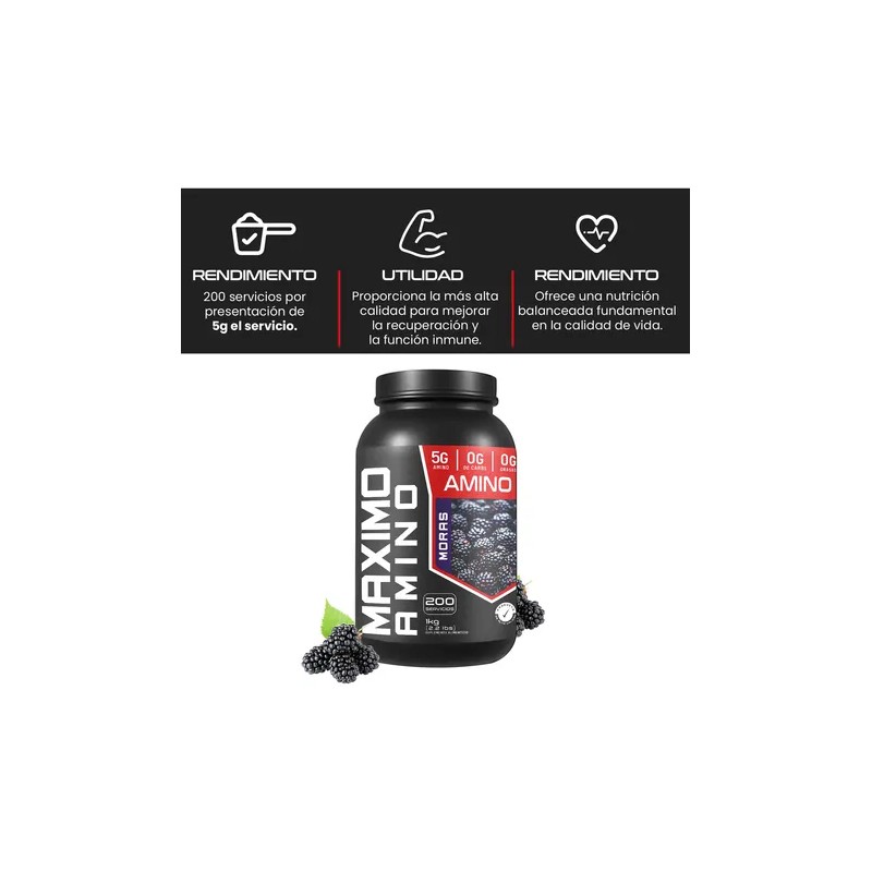 Aminoacidos Maximo 1kg 200 Servicios Varios Sabores