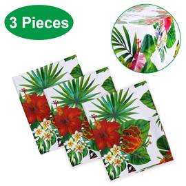 PHOGARY 3 Pieces Tablecloths for Hawaiian Party Decoration, Luau Party Tablecloth, Rectangular Tablecloths, Aloha Hawaii Summer Birthday Girl Party