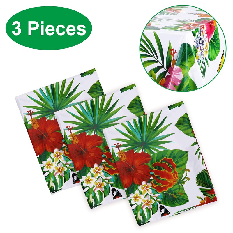 PHOGARY 3 Pieces Tablecloths for Hawaiian Party Decoration, Luau Party