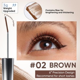 JUDYDOLL 3D Curling Eyelash Iron Mascara, Black & Brown, Curling & Lengthening, Long-Lasting, Waterproof, Smudge-Proof, 24-Hour Wear, Natural Extension, Thickening Effect, Ultra Fine Volumizing Mascara, Cosmetics:_(3g) 6°Precision Design #02Brown