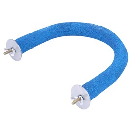 Pet Bird Wooden Perch Stand Toy with Roughfor Nail and Beak Trimming, Easily Attachable to Cage, Detachable Parts, Suitable for Exercise and Play (Blue)