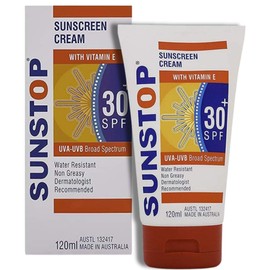 Sunstop SPF30 Sunscreen Cream, Broad-Spectrum Sunscreen, Water-Resistant Moisturizing Sunblock Lotion, Fast-Absorbing & Non-Greasy Sunscreen, 120ml (4.05 fl oz)