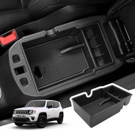 BIBIBO Centre Console Storage Box for Jeep Renegade 2015-2023/Fiat 500X 2016-2022, Organiser with Non-Slip Mat, Centre Armrest, Console Shells Armrests, Car Armrest Rest Accessories