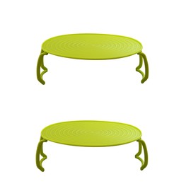 Microwave Multipurpose 4 in 1 Tray Stand Rack Splatter Guard Carry Tray Stacking Shelf (2, Green)