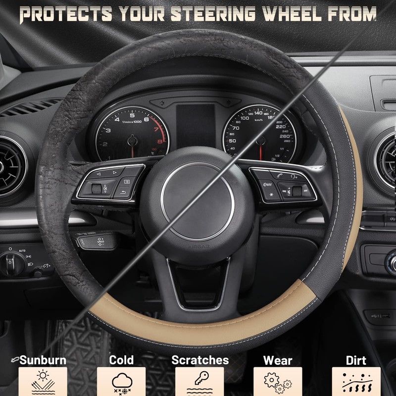 SEG Direct Car Steering Wheel Cover for Prius Civic 14-14.25
