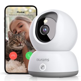 blurams Indoor Security Camera, 2K Pet Camera with Phone App, 360° PTZ Camera Surveillance Interieur, One-Touch Call, Motion & Sound Detection, Color/IR Night Vision, Works with Alexa(2.4GHz ONLY)