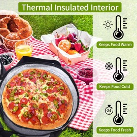 Casserole Carrier,Insulated Pie Carrier with Lid and Handle,Pie Carrier for Transport Pie Holders for Multiple Pies,Pie Carrying Case Casserole Carriers for Hot or Cold Food Picnic Pizza.12.5 Inch