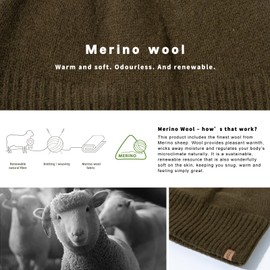 TOP-EX Large Winter 100% Merino Wool Trawler Fisherman Beanie Hat Men Women for Big Heads Warm Fleece Lined Thermal Wooly Hats for Running Golf Cold Weather Army Green XL XXL