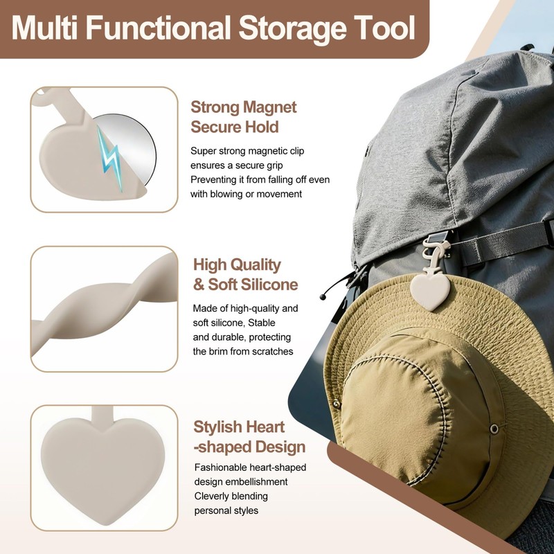 Magnetic Hat Clip for Travel on Bag,Strong Magnetic Silicone Adjustable