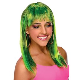 green long wig, wig adult NEON GLAMOROUS GREEN WIG