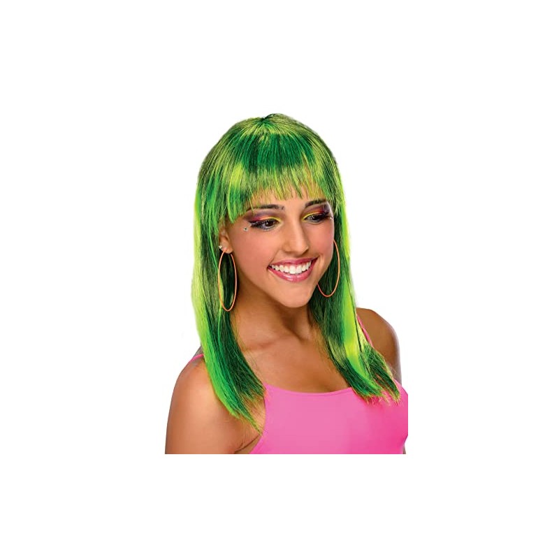 green long wig, wig adult NEON GLAMOROUS GREEN WIG