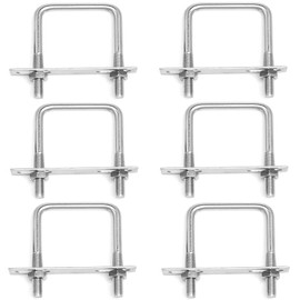 Bebochoi Square U Bolts 6 Pieces M8 Bolts U U-Bolt 60 x 100 mm with Nuts and Frame Plate U Bolt Fastener for Towing Cars Ships Repair Piping Construction