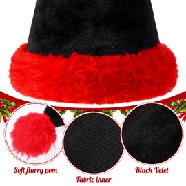 Hollowfly 6 Pieces Black Christmas Santa Hat Goth Elf Christmas Plush Velvet Hat Black Red Christmas Hat for Goth Costume