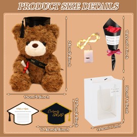 TZQFROCE Teddy Bear Plush Toy Set Bachelor Gift Graduation Gift Exam Bear Graduation Gift Exam Gift for Girls Boys Graduation Congratulations School Gift (Brown Set)