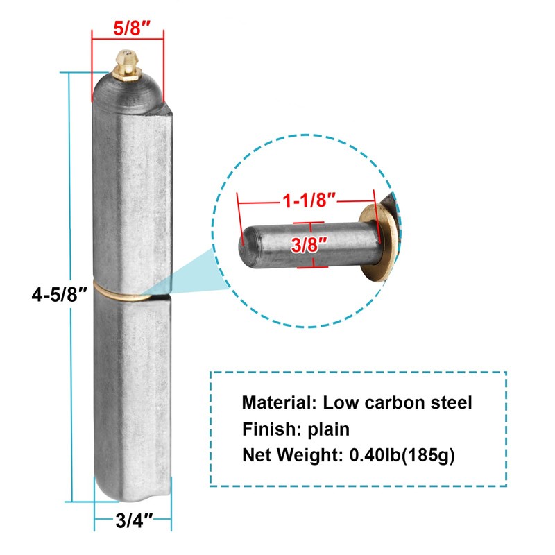 MOUNTAIN_ARK 8 Pack 4-5/8" x 5/8" Weld On Bullet Hinges