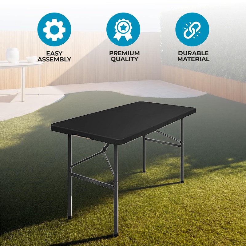 Simpli-Magic 4ft Portable Plastic Folding Table – 17% Thicker Than