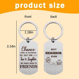 Christmas Birthday Gifts for Neighbor Gifts for Men Women Best Neighbor Ever Gifts Keychain for Neighbor Friendship Gifts for Friend Move Away Gift for Neighbor House Warming Gift for New Neighbor
