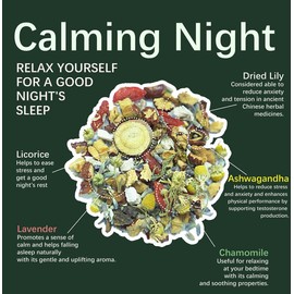 Herblight Calming Night Herbal Tea Sleep Support & Stress Relief| Ashwagandha, Chamomile, Lavender & Licoricel - 2.6oz (75g) - No Flavors - Caffeine Free:_2 Pcs-50% off