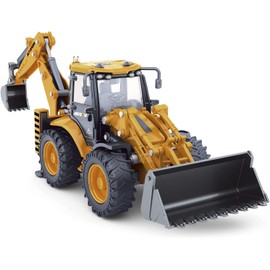 Dollox Die-cast Excavator Backhoe Front Loader Truck 1/50 Metal Engineering Vehicle Construction Tractor Model Collection Bulldozer Back Hoe Truck Decoration Toy for Kids