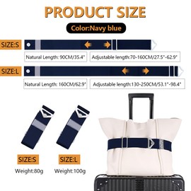 TOEECY Suitcase Strap, High Elasticity with Metal Buckle, Simple and Practical Suitcase Strap, Adjustable, Robust and Durable for Securing Backpacks and Luggage (Navy L)