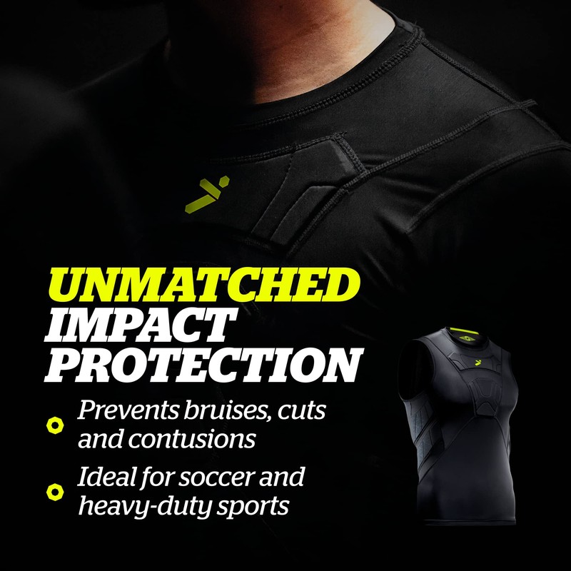 Storelli BodyShield Sleeveless Undershirt, Protective Soccer Base Layer, Lightweight Compression