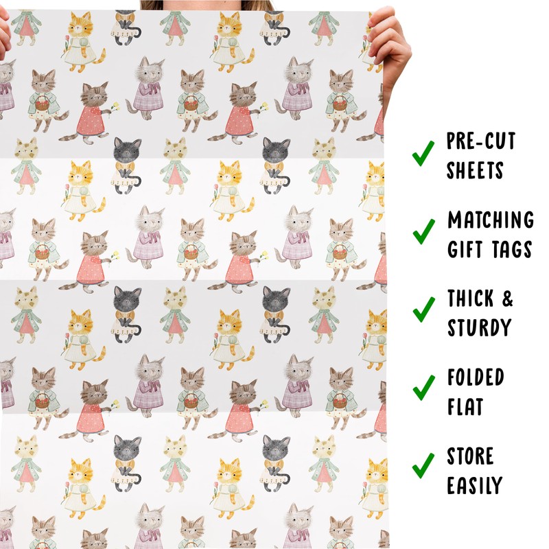 Cat Wrapping Paper - Cats Wearing Dresses - Kitten -