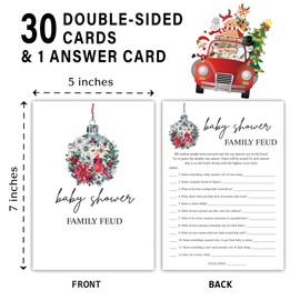Christmas Baby Shower Family Feud Game - Pack of 30 Game Cards 1 Answer Key, Greenery Baby Shower Game for Boy & Girl, Christmas Baby Shower Decorations, Christmas Baby Feud Game Supplies-05