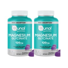 Qunol 2 Pack Qunol Magnesium Glycinate 120mg of Magnesium Glycinate 180 Total Gummies