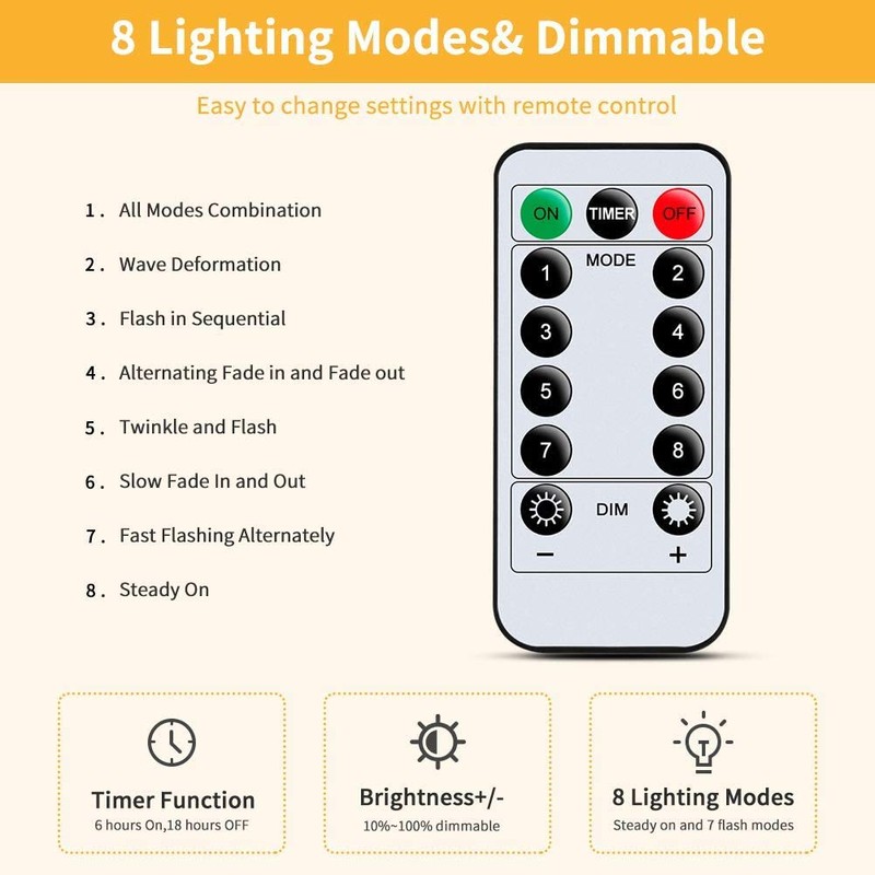 200 LED Diamond Curtain String Light with Remote Control (Warm