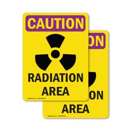 (2 Pack) Radiation Area With Symbol OSHA Caution Radiation Sign 7 Inch X 10 Inch Vinyl Label Decal Sticker Weather Resistant, UV Protected for Workplace, Business, Construction Site, Made in the USA