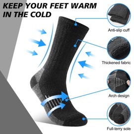 Juedverty Merino Wool Socks for Men and Women Thermal Crew Winter Hiking Warm Boot Socks For Work With Cushioned Sole 3 Pairs