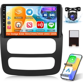 [4+64G] Android Car Radio for Dodge RAM 1500/2500/3500 2002-2005 - Wireless Carplay and Android Auto - 9 Inch 1280 * 720 HD Touch Screen Car Stereo - 32 EQ/WiFi/GPS/SWC + AHD Backup Camera