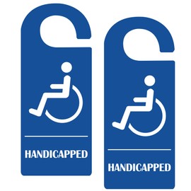 Handicap Parking Sign 3.5 x 8.5 Inch Parking Permit Safety Sign 2 Pcs Disabled Permit Hanger Tag Blue Disabled Wheelchair Symbol Sign