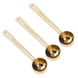 3Pcs Coffee Scoop Spoons, FULANDL 1 Tbsp Coffee Measuring Scoop Stainless Steel, Long Handle Tablespoon for Measuring Coffee Bean, Tea, Sugar, Milk Powder, Grains, Flour and Protein (Gold)