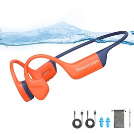 Bone Conduction Headphones, IPX8 Waterproof Open-Ear Bluetooth 5.4 Headphones & 32GB MP3 Player, Wireless Earphones for Workouts, Running and Swimming, with 2 Magnetic Charging Cable (Orange)