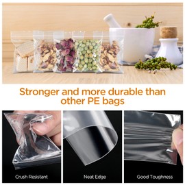 AiQInu Zip Bags Pressure Seal Set, Plastic Bags Lockable 9 x 13 cm, Pack of 100 Small Plastic Bags, Transparent Baggies, Resealable Bags