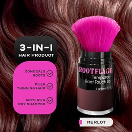 Rootflage Root Touch Up Hair Powder - Temporary Hair Color, Root Concealer, Thinning Hair Powder, Hair Filler and Concealer and Applicator with Detail Brush Included (Merlot)