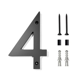 Floating Address House Numbers,Large Modern Acrylic House Street Numbers,6 Inch Black Outside Big House Numbers with Nail Kits for Door Yard Mailbox Decor (House Numbers-4)