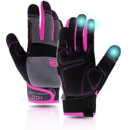 AIGEVTURE Work Gloves Women,Utility Gardening Gloves Touch Screen,Thin Mechanic Working Gloves Pink,Comfortable,Flexible,Fit