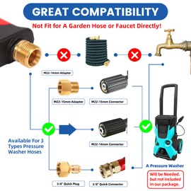 DUSICHIN Short Pressure Washer Wand High Spray Gun 5 Nozzle Tips 3000 PSI,Foam Cannon Attachment 1/4" Quick Connector Outlet,M22-14mm M22-15mm Fitting,Not Use with Garden Hose