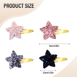 UEIOAVL Hair Clips, 8 Pieces Glitter Stars Hair Clips for Girls Shiny Fashion Hair Clips for Women and Girls Party Favors (Pink, Silver, Black, AB Color)
