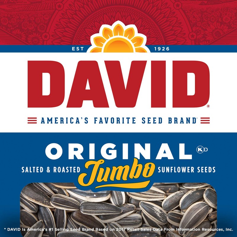 DAVID SEEDS Roasted and Salted Original Jumbo Sunflower Seeds, Keto