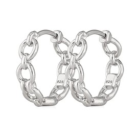 NKlaus Pair of Creole Earrings Diameter 30 mm or Diameter 20 mm Silver 925 Folding Hoop Earrings Women's Chain Hoop Earrings, Sterling Silver