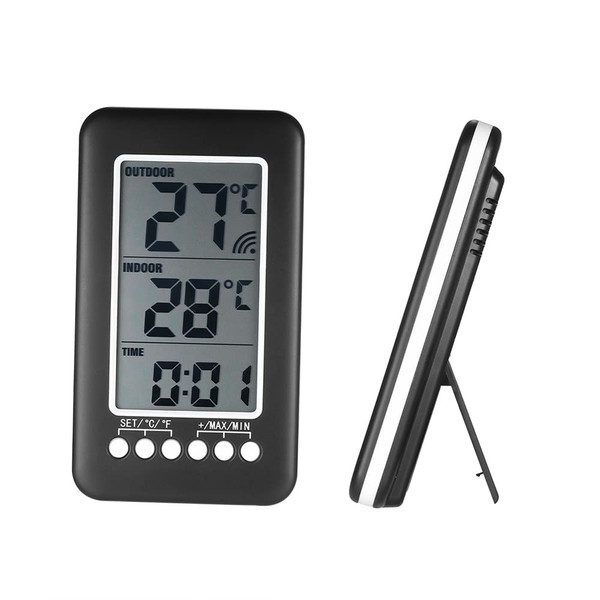 Geevorks Indoor Outdoor Wireless Thermometer 2 in 1 Clock Thermometer