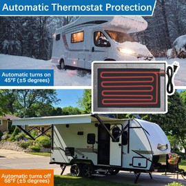 RV Tank Heater Pad 120V,12"x18" 2PCS RV Holding Tank Heater Pad with Automatic Thermostat for Camper/Trailer/Marine/Motorhome,Use with Up to 50 Gallon Fresh Grey Water Black Water