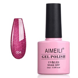 AIMEILI Semi-permanent UV LED Gel Nail Polish for Manicure Soak Off Nail Polish - Red Baroness (004) 10ml