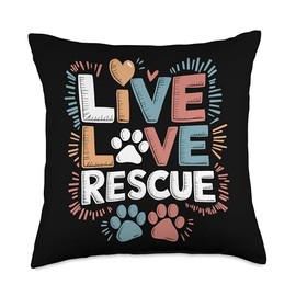 Live Love Rescue, Shelter Save Pet Adopt Animal Rescue Throw Pillow