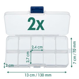 DSM-Verbindungstechnik Set of 5 Sorting Boxes with Adjustable Plastic Compartments | Storage Box Organiser Assortment Box Bead Box | 2 Boxes 10 Compartments, 3 Boxes 15 Compartments