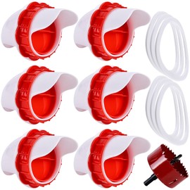 Meyagot Pack of 6 Automatic Chickens Feeder Without Waste, DIY Feeder Chickens, Chicken Feeder Accessories, Chicken Feeder Automatic Chicken Feeder with Hole Saw, for Buckets, Containers, Troughs